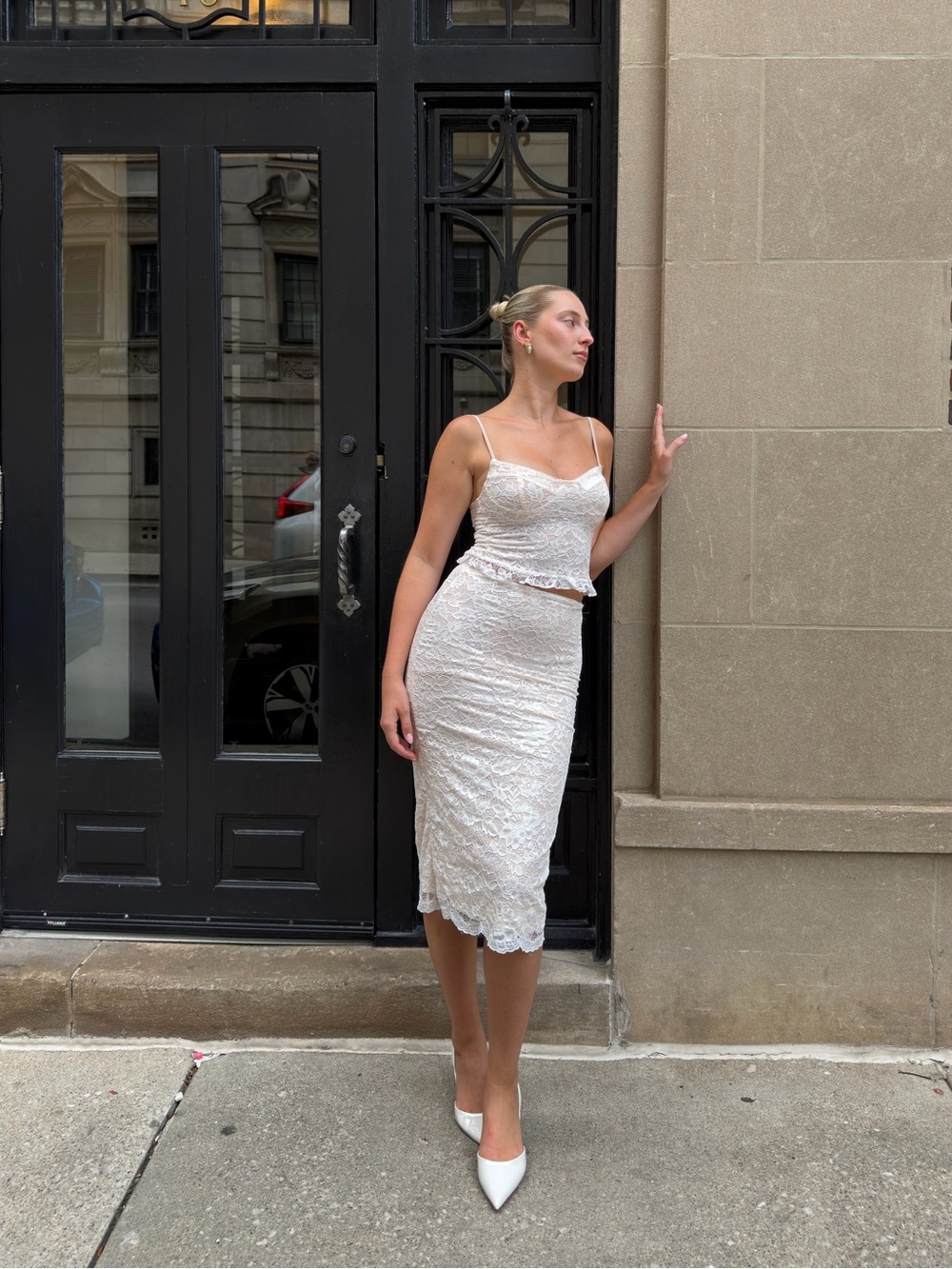 Peppermayo white lace bridal set